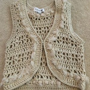 crochet/ fur vest